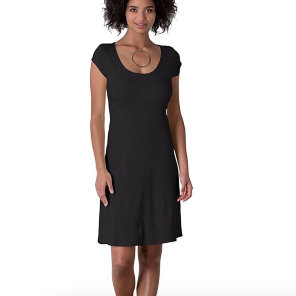 TOAD&CO Nena Dress Black Cap Sleeves Scoop Neck - Size Small